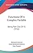 Functions Of A Complex Variable: Being Part One Of V1 (1916)