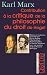 Contribution à la critique de la philosophie du droit de Hegel by Karl Marx