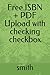 Free ISBN + PDF Upload with checking checkbox