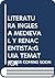 LITERATURA INGLESA MEDIEVAL Y RENACENTIS