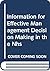 Information for Effective Management Decision Making in the NHS by Fred Barwell