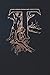 Notebook: Art Nouveau Initial T - Copper on Black - Lined Diary / Journal