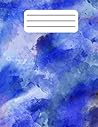 Composition Notebook with label: Watercolor in Blue: Wide Ruled 120 Pages