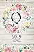 2019 diary planner: Cute Watercolor Flowers January to December 2019 Diary Planner With Q Monogram on Light Wood Background.