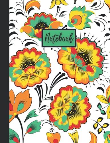 Notebook: Floral-Slavic-seamless-patterns - cover vol 03 - wide ruled notebook - 8.5x11 in - 120 pages (Paperback)