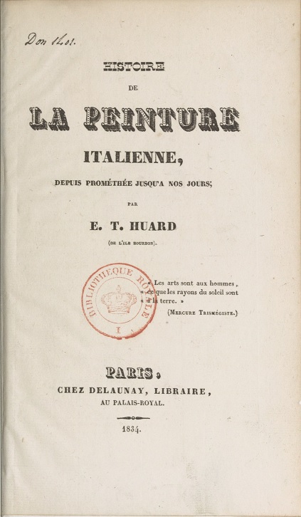 Histoire de la peinture italienne, depuis Prométhée jusqu'à nos jours (Unknown Binding)
