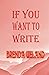 If You Want to Write