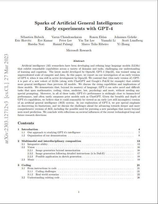 Sparks of Artificial General Intelligence: Early experiments with GPT-4