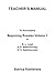 Teacher's Manual to Accompany Beginning Russian, Volume I by Richard L. Leed