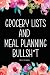 Grocery Lists And Meal Plan...