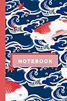 Notebook: Stunning Koi Fish and blue wave inspired 6"x9" red lined Notebook - art by Watanabe Seitei(1851-1918)