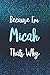 Because I'm Micah Thats Why...