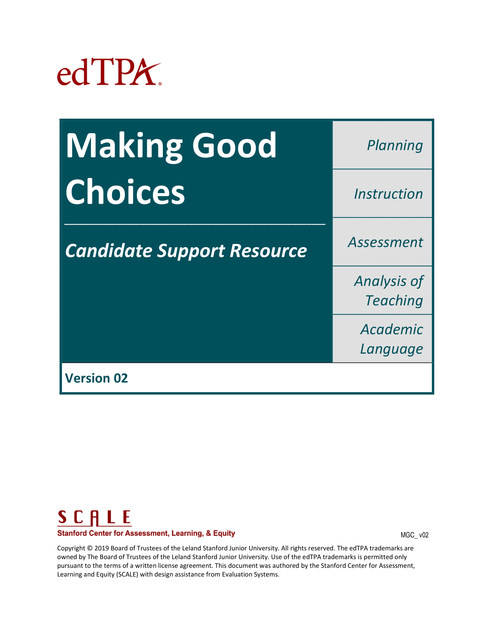 edTPA: Making Good Choices - Candidate Support Resource