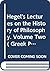 Hegel's Lectures on the His...