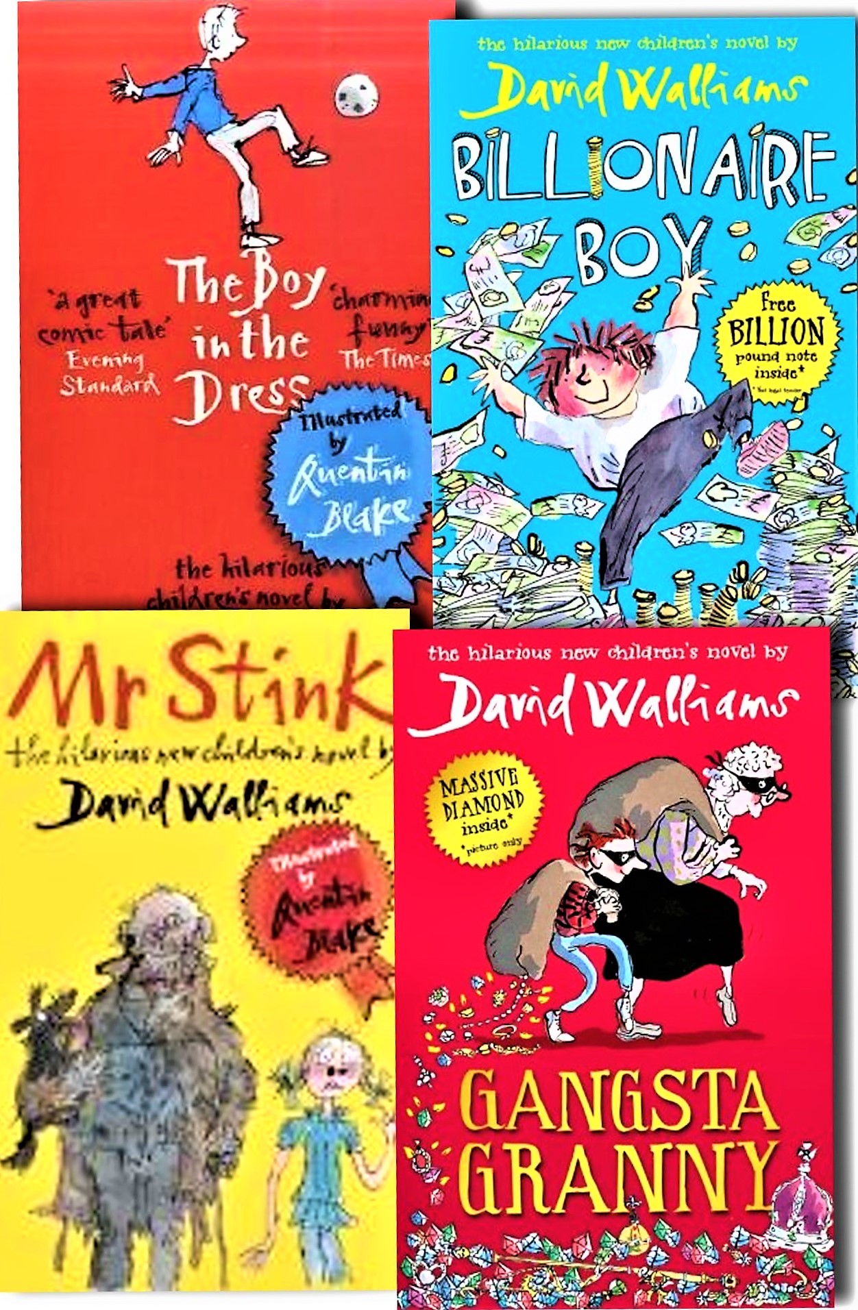 The World of David Walliams: 4 Books: Billionaire Boy / Gangsta Granny / Mr Stink / The Boy in the Dress (Paperback)