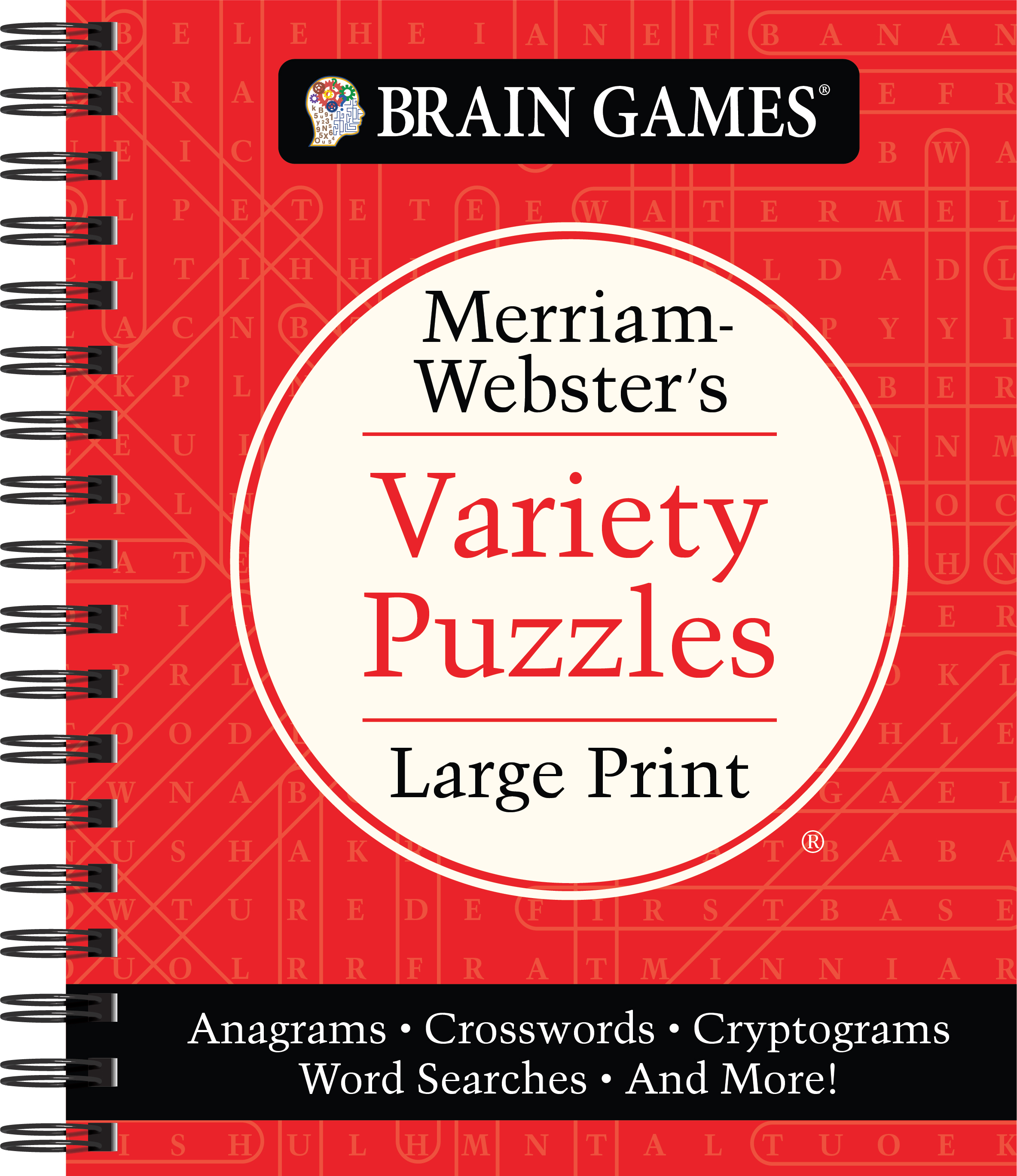 Brain Games - Merriam-Webster's Variety Puzzles Large Print: Anagrams, Crosswords, Cryptograms, Word Searches, And More!