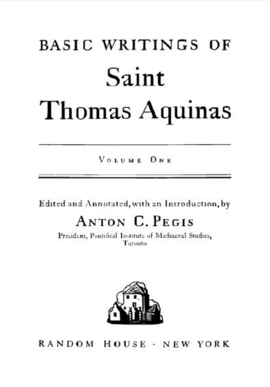Basic Writing Of Saint Thomas Aquinas