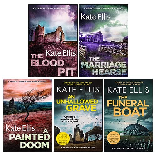 Wesley Peterson Series 5 Books Collection Set By Kate Ellis(A Painted Doom, The Marriage Hearse, The Blood Pit, An Unhallowed Grave, The Funeral Boat)