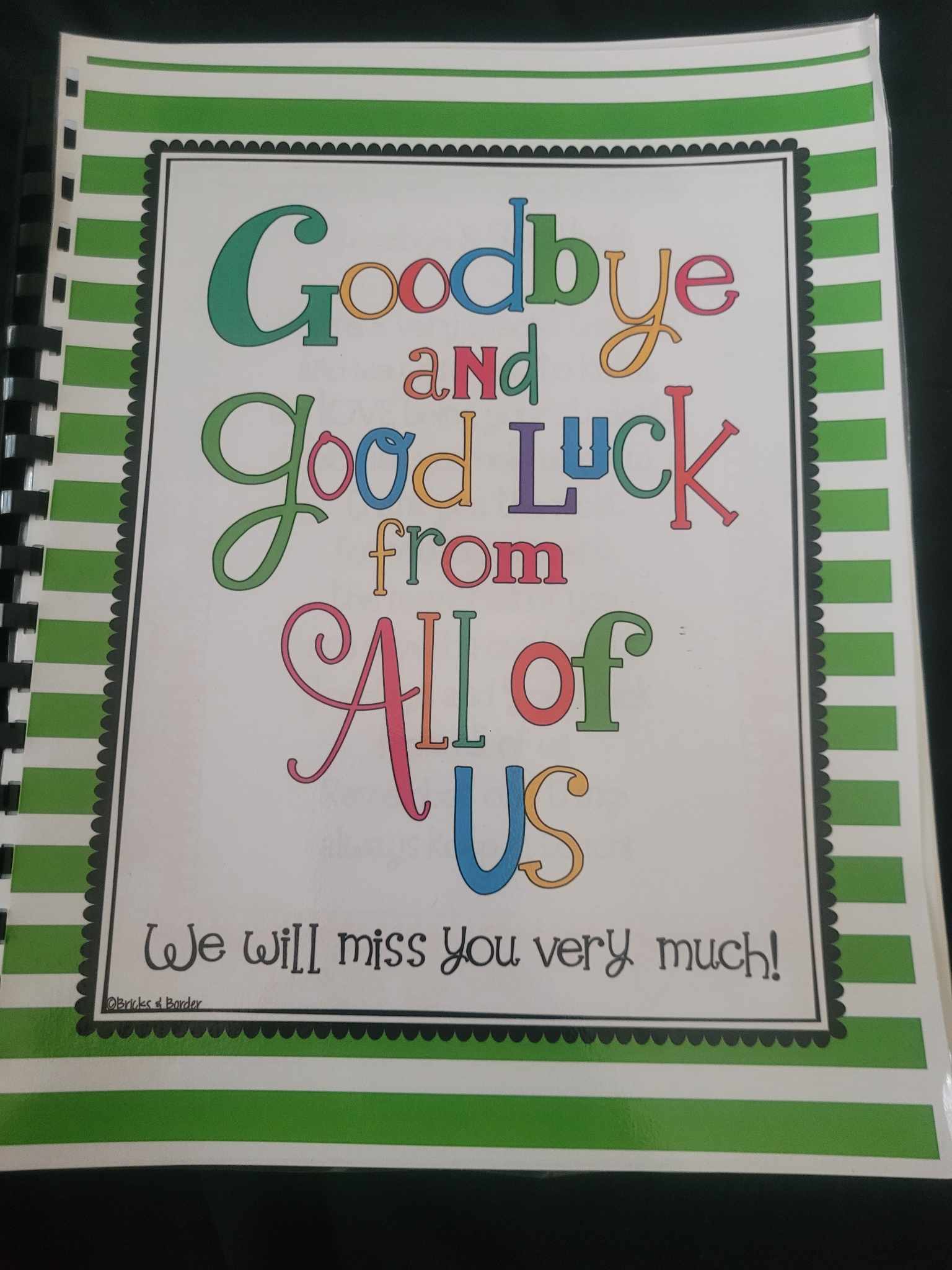 Goodbye and Good Luck Message Book