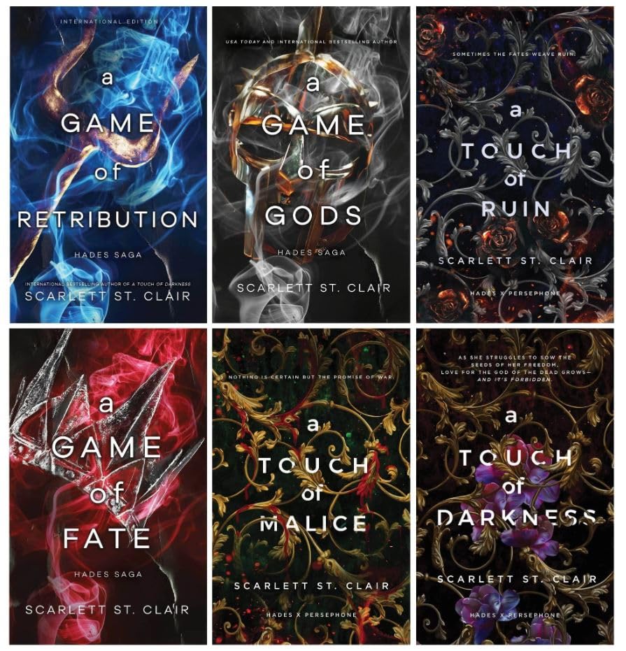 Hades x Persephone Saga By Scarlett St. Clair 6 Books Collection Set (A Touch of Darkness, A Game of Fate, A Touch of Ruin, A Game of Retribution, A Touch of Malice, A Game of Gods)