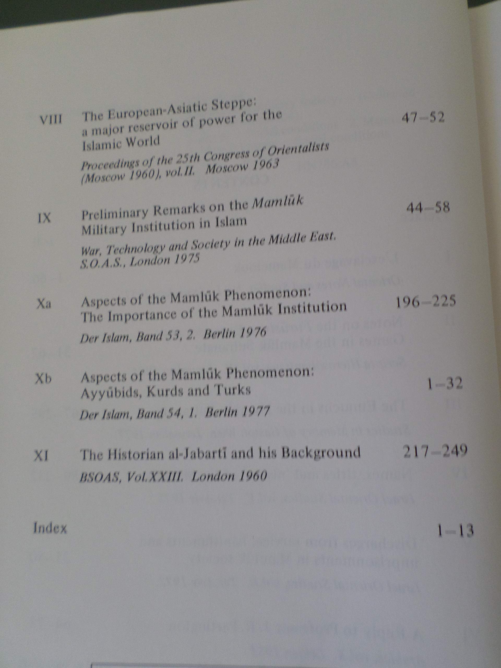 The Mamluk Military Society (Collected Studies Series)