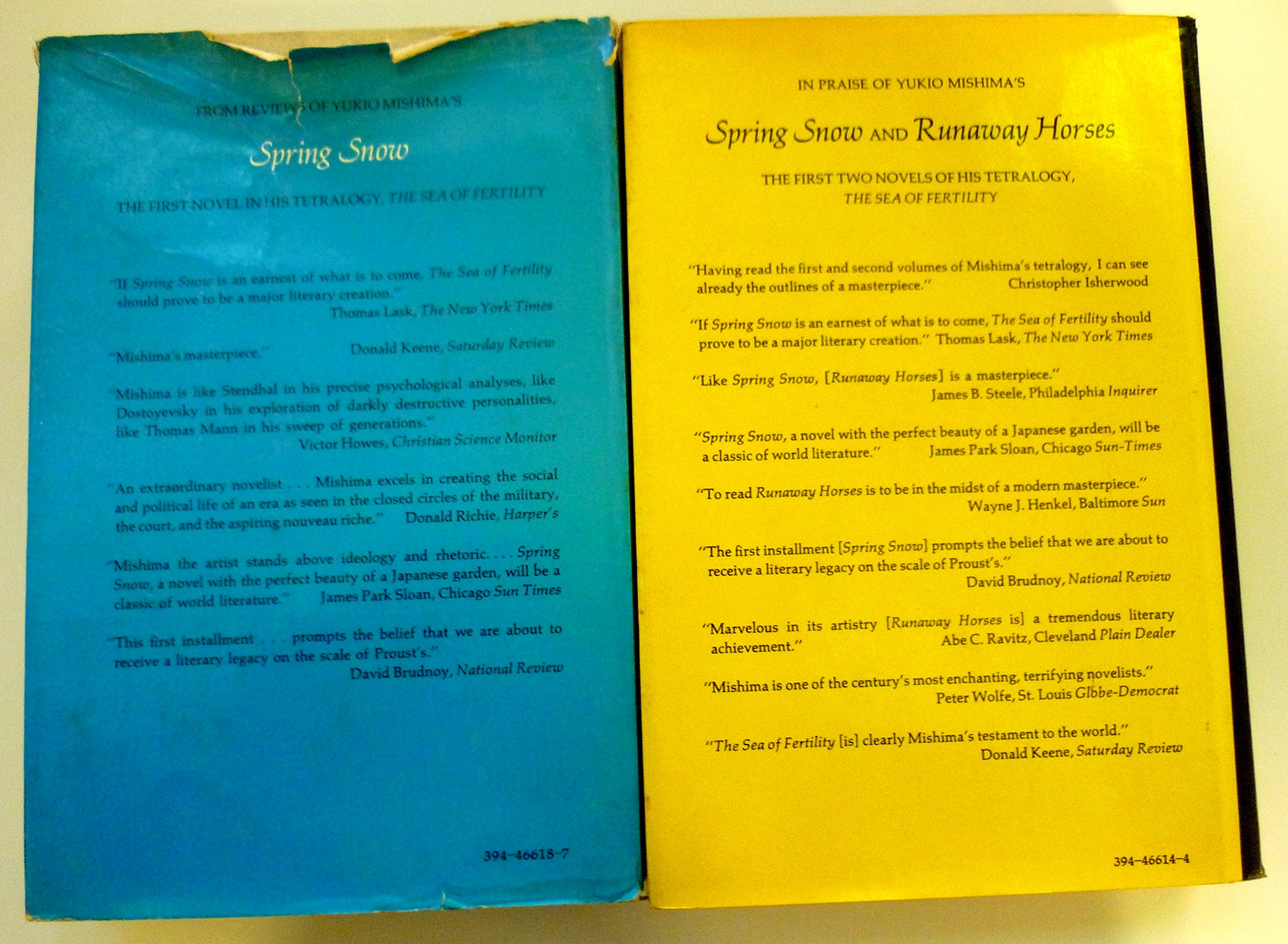 The Sea of Fertility 1st American Edition SET: Spring Snow; Runaway Horses, The Temple of Dawn, The Decay of the Angel