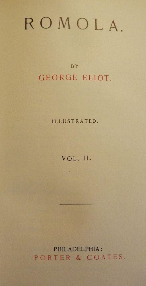 Rare Antique Romola In Two Volumes, Original Dust Jackets [Hardcover] ELIOT, George