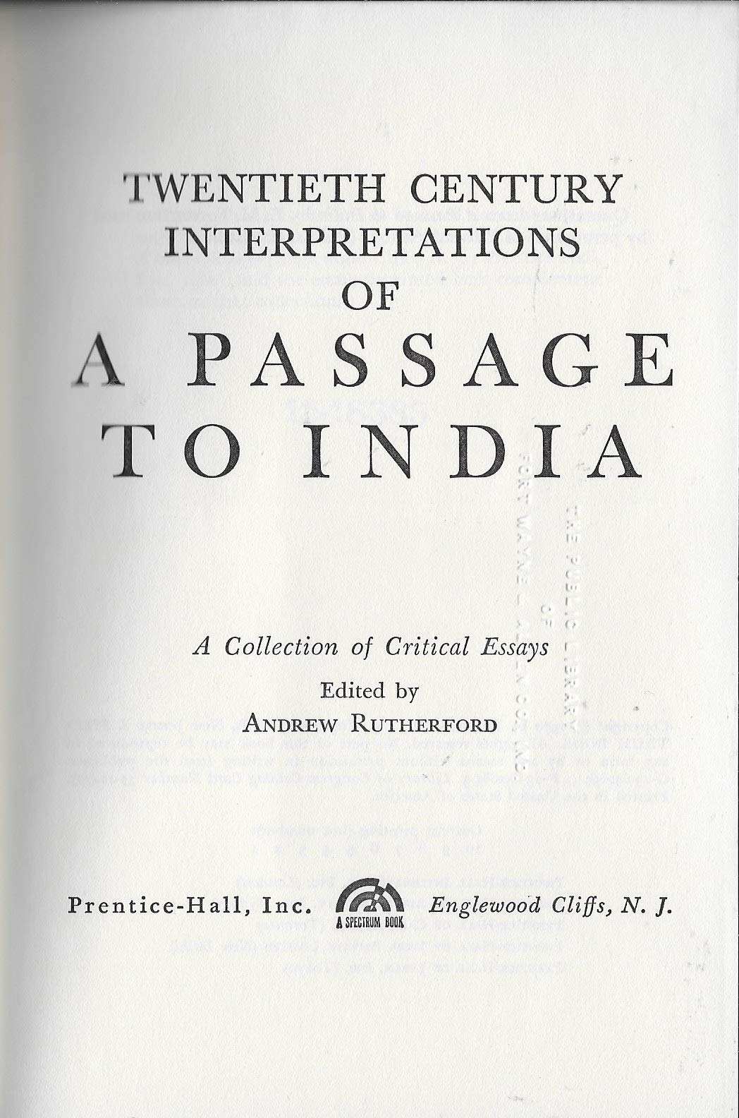 Twentieth century interpretations of A passage to India;: A collection of critical essays (Hardcover)