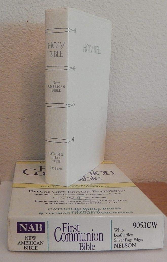 First Communion Bible/New American Bible, No 9053Cw/White-Leather Flex
