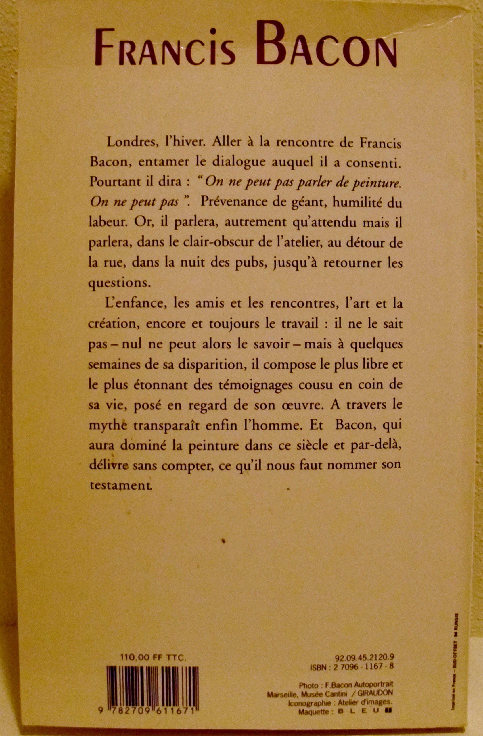 ENTRETIENS AVEC FRANCIS BACON (Paperback)