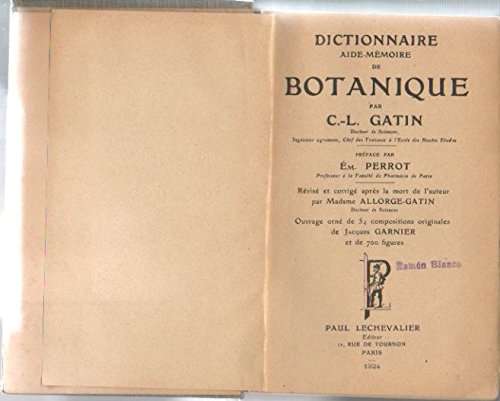 DICTIONNAIRE AIDE-MEMOIRE DE BOTANIQUE. (Hardcover)