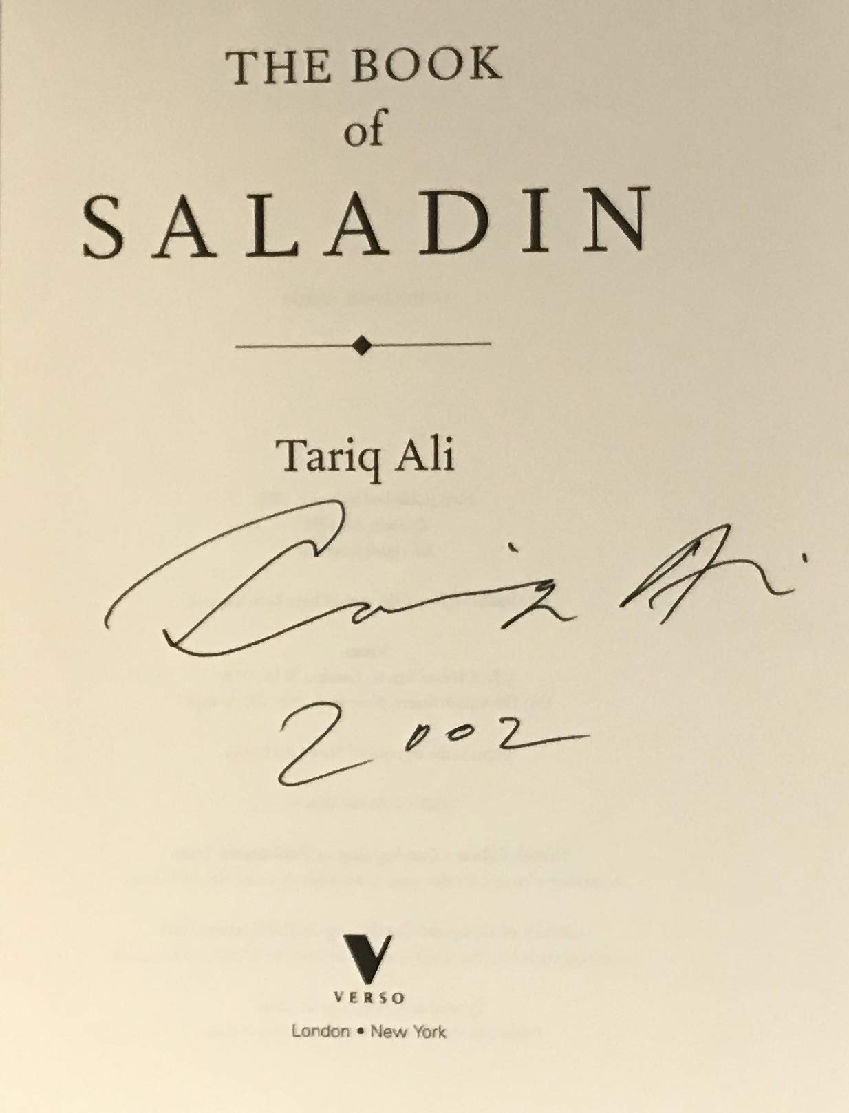The Book of Saladin. Signed.