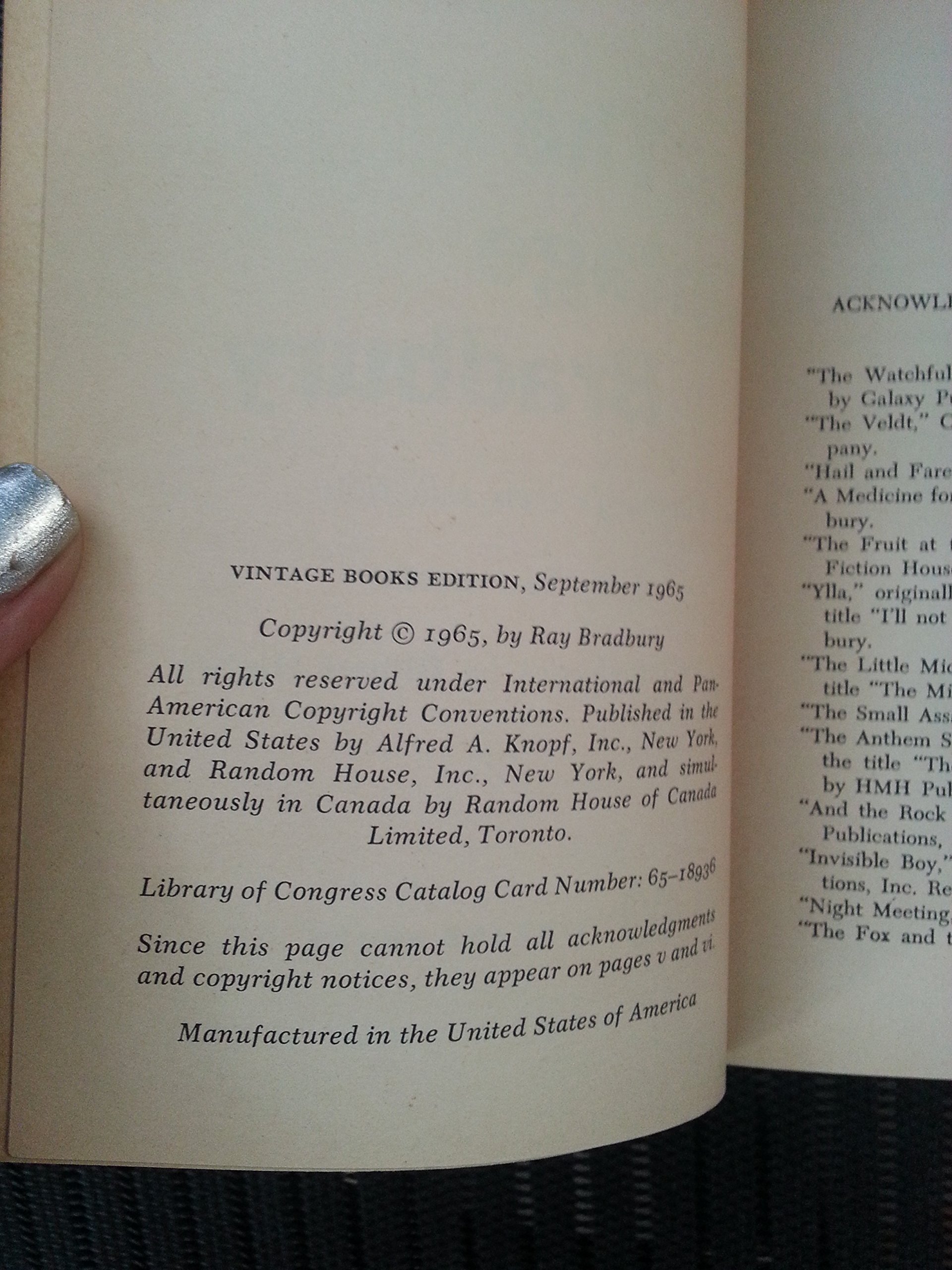 The Vintage Bradbury;: Ray Bradbury's Own Selection of his Best Stories