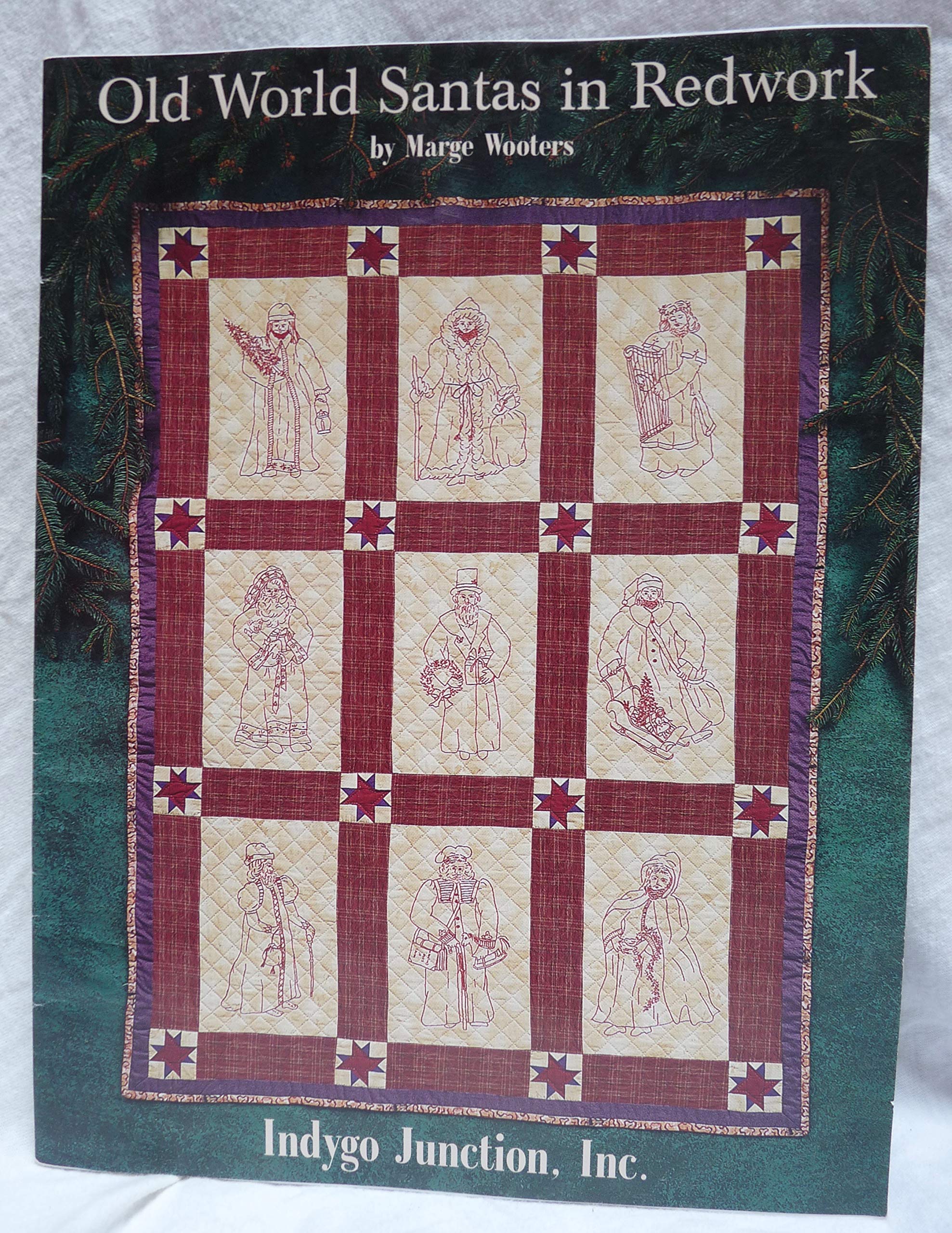 Old World Santas in Redwork (Paperback)