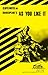 Shakespeare's As You Like It (Cliffs Notes) by Tom Smith (1962-06-01)