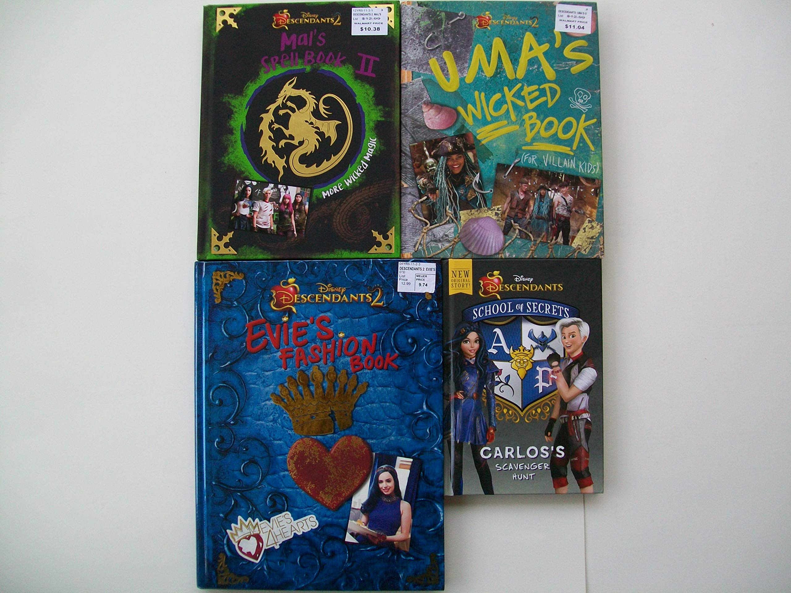 Disney Descendants 2 Series (Set of 4 Books) Mal's Spell Book II, Uma's Wicked Book, Evie's Fashion Book, Carlos's Scavenger Hunt