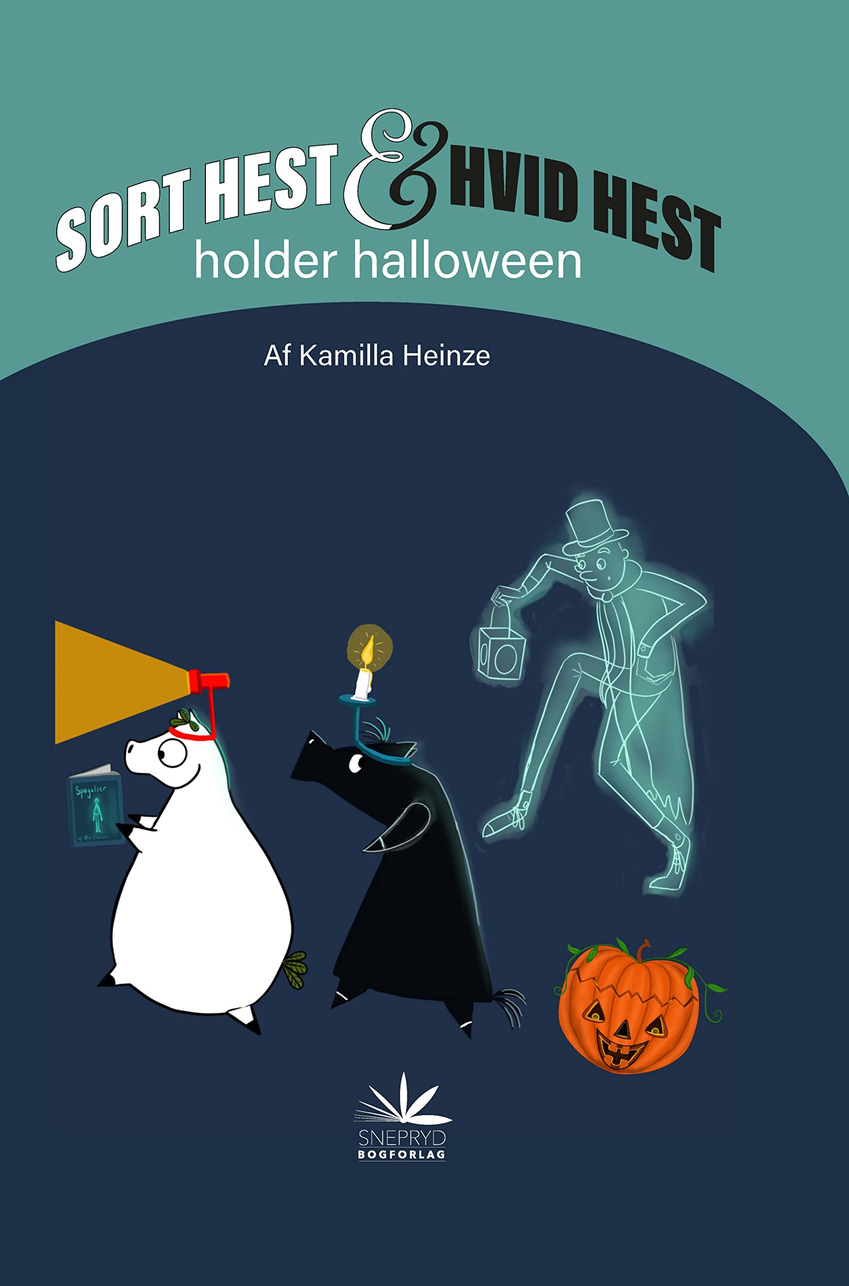 Sort Hest & Hvid Hest holder halloween (Hardcover)