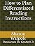 How to Plan Differentiated Reading Instructions: Resources for Grade K-3