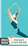 Pocket Calendar 2024 - 2026: Three-Year Monthly Planner for Purse , 36 Months from January 2024 to December 2026 | Minimalist yoga pose | Soft teal background