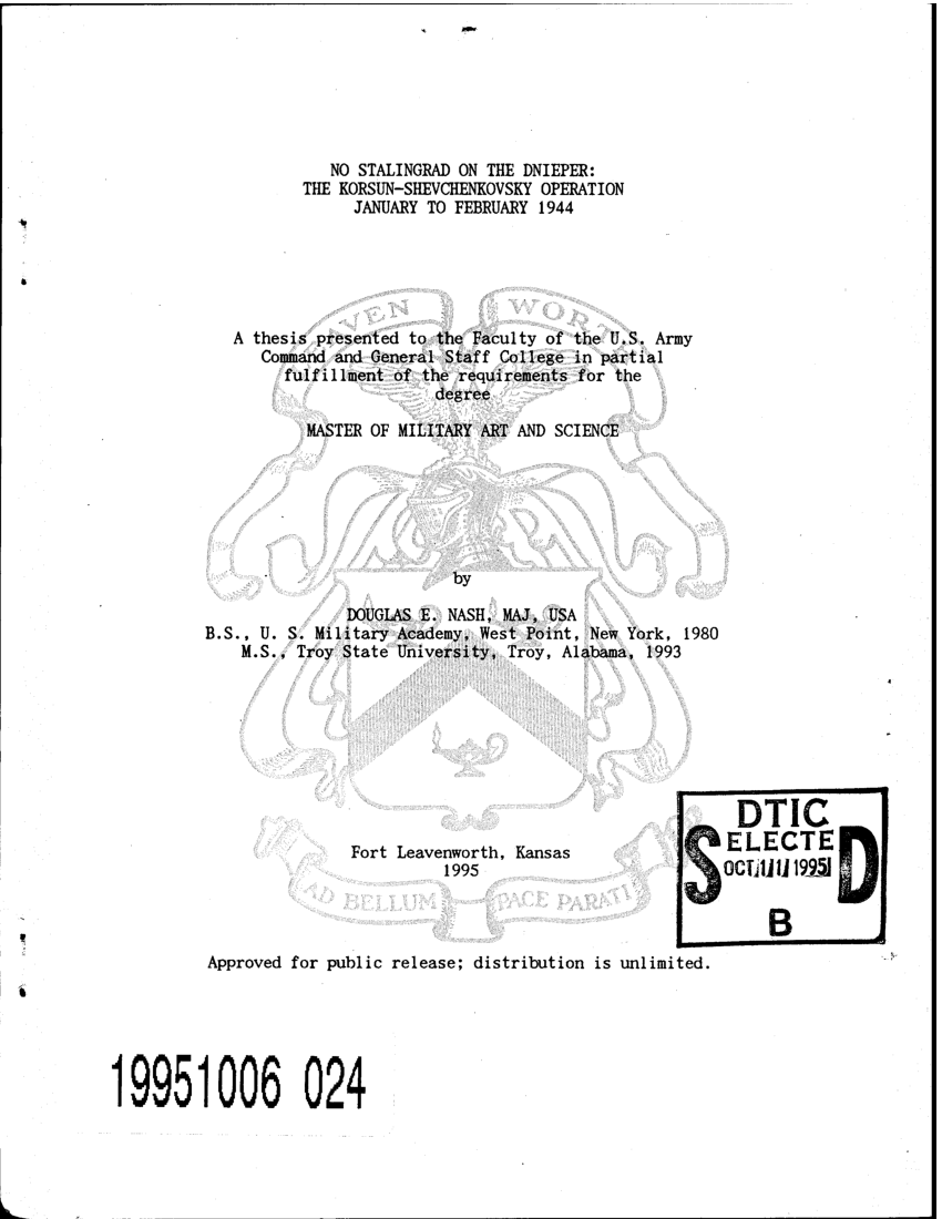 No Stalingrad on the Dnieper: The Korsun-Shevchenkovsky Operation, January to February 1944