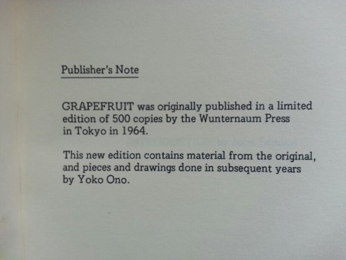 Grapefruit: A Book of Instructions and Drawings