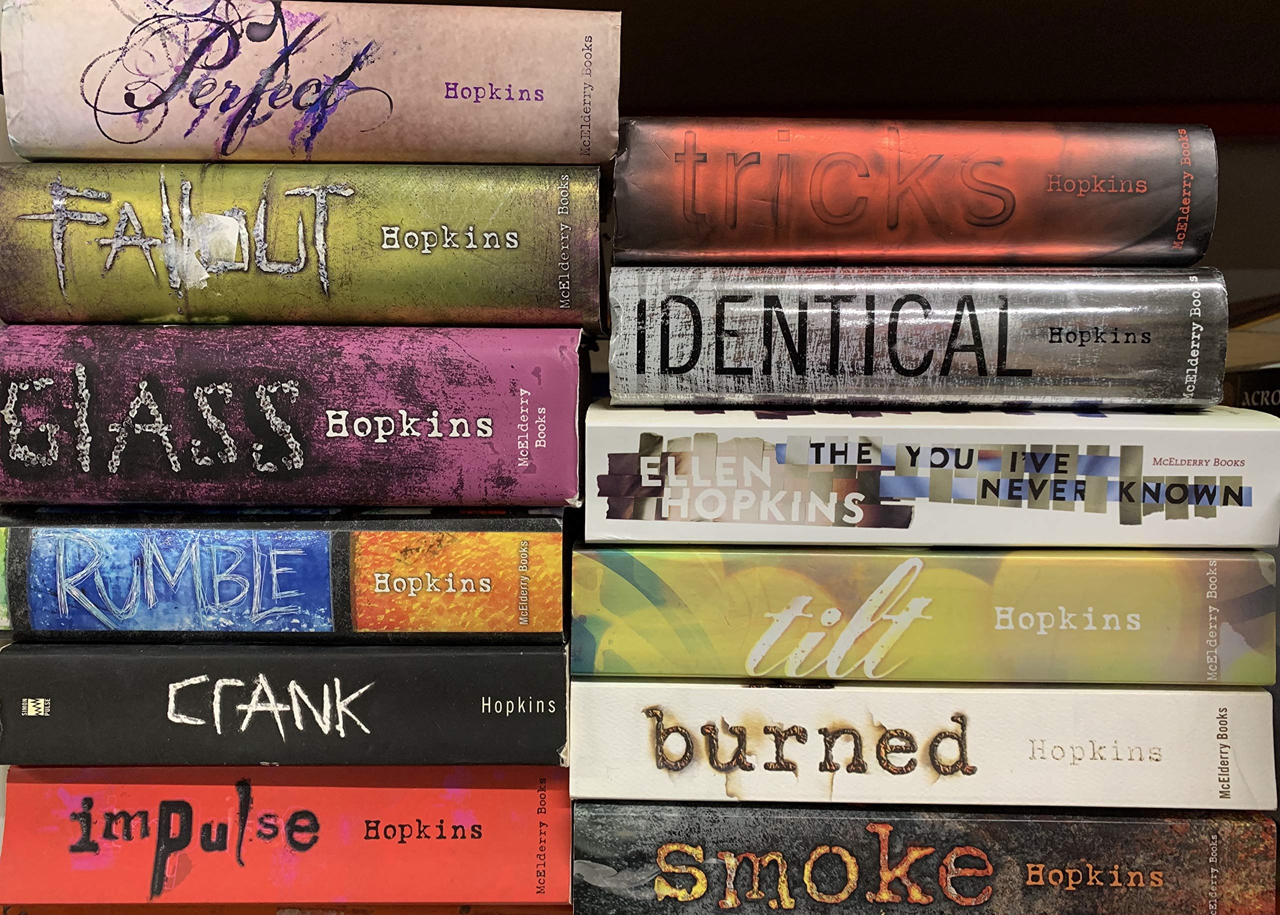 Crank Series Complete 11 Book Set Ellen Hopkins (Burned, Impulse,Glass,Identical, Tricks, Fallout,Perfect,Smoke,Tilt, ,Crank,Rumble)