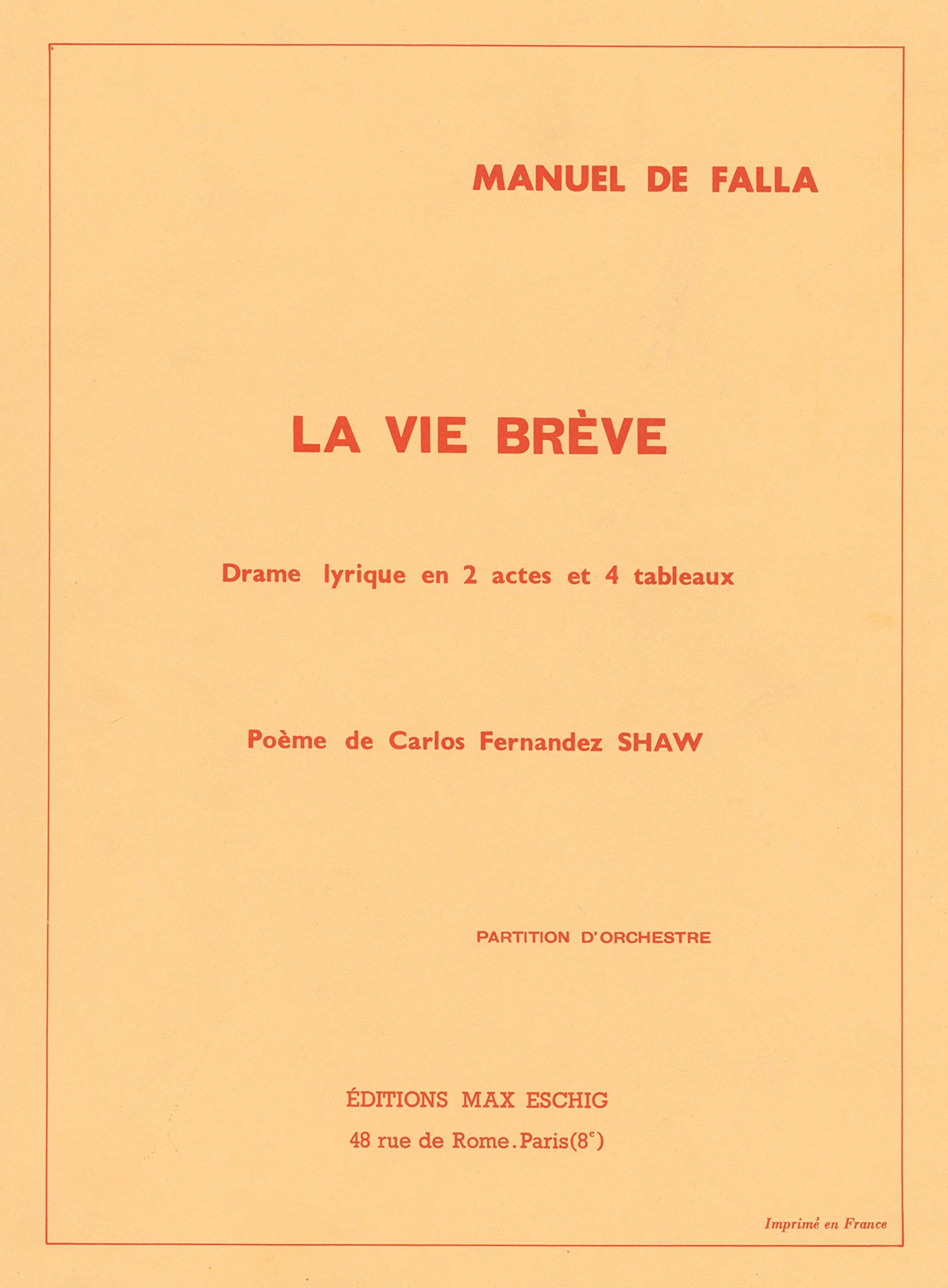 La Vie Breve: Opera Full Score (Paperback)
