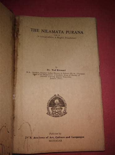 The Nilamata Purana (A Critical edition & English Translation ), Vol-2, Year 1973