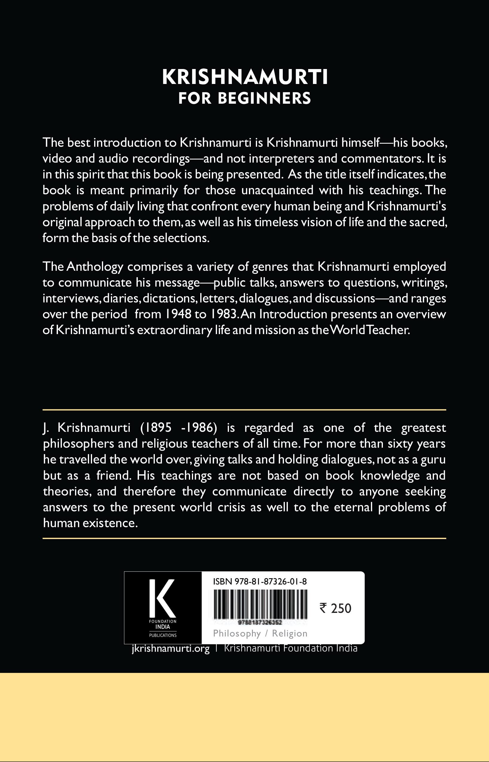Krishnamurti for Beginners An Anthology (Paperback)