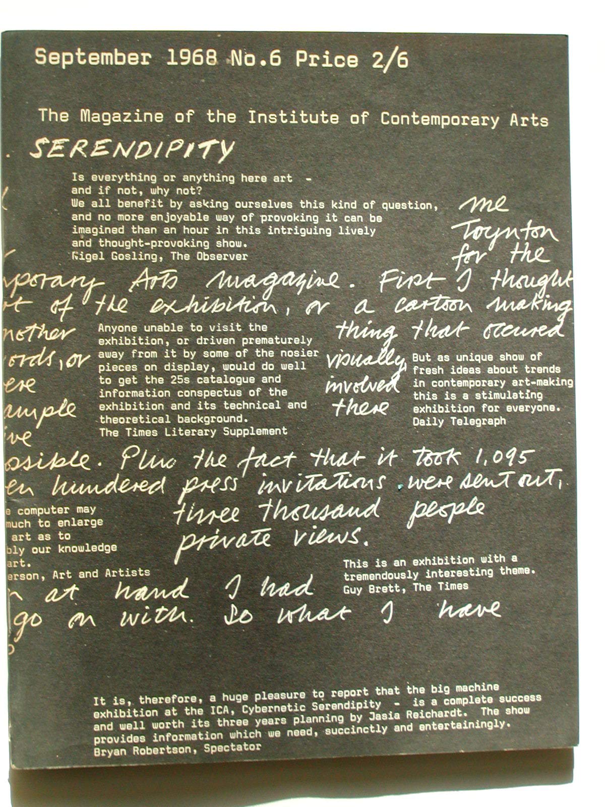 Cybernetic serendipity, second issue: The Magazine of the Institute of Contemporary Arts, no. 6, September 1968 (Unknown Binding)