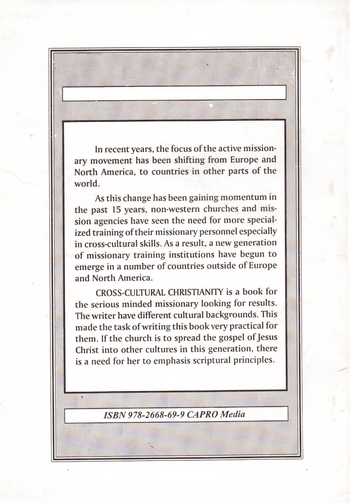 Cross-cultural Christianity: A textbook on cross-cultural communication (Paperback)