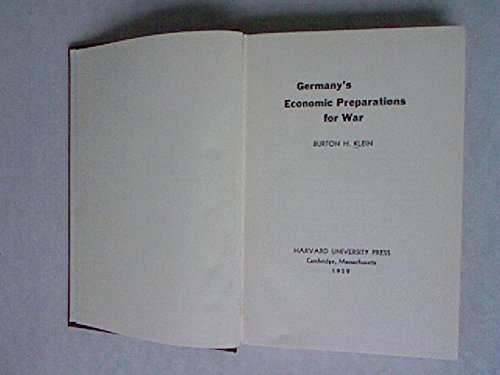 Germany's Economic Preperations for War (Hardcover)