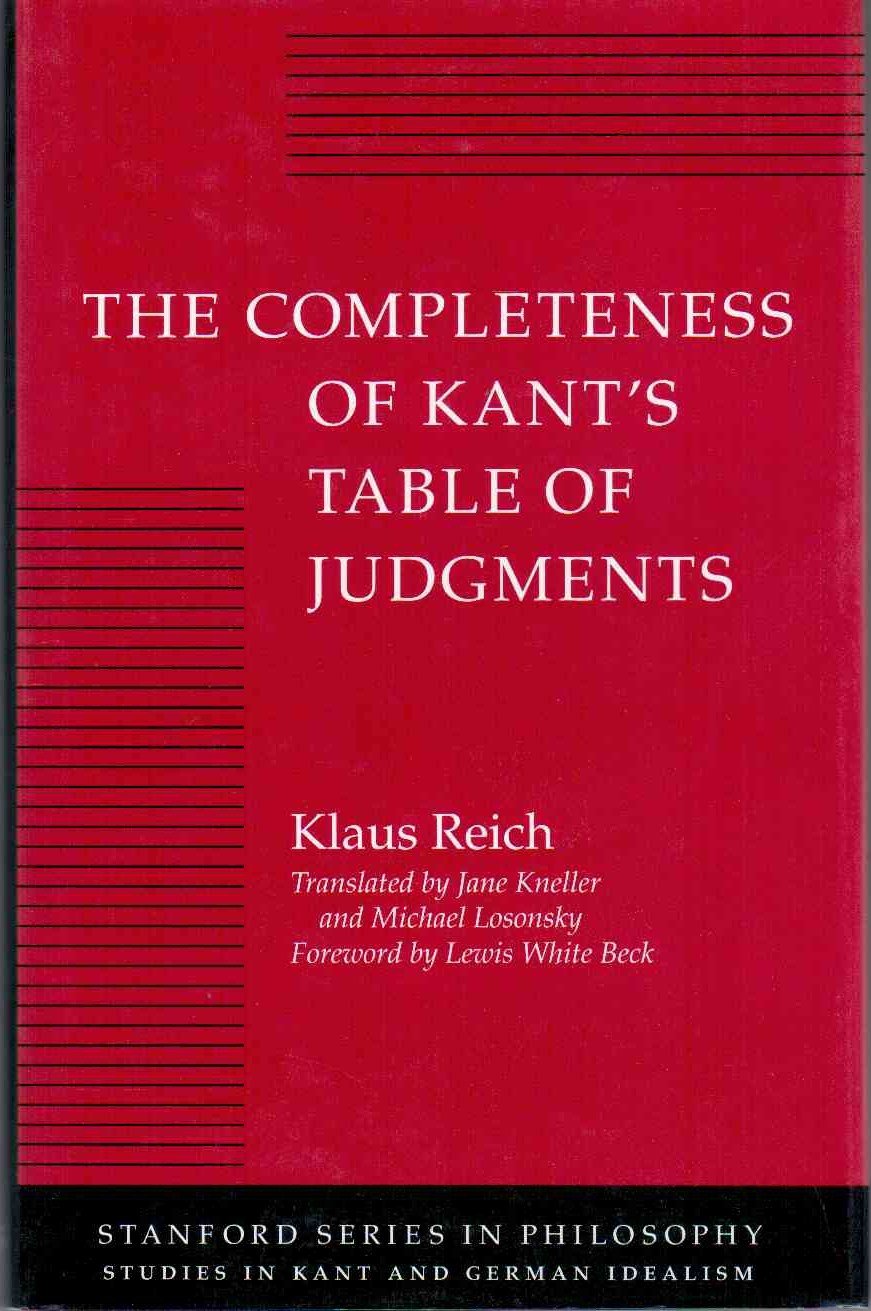 The Completeness of Kant's Table of Judgments (Studies in Kant and German Idealism)