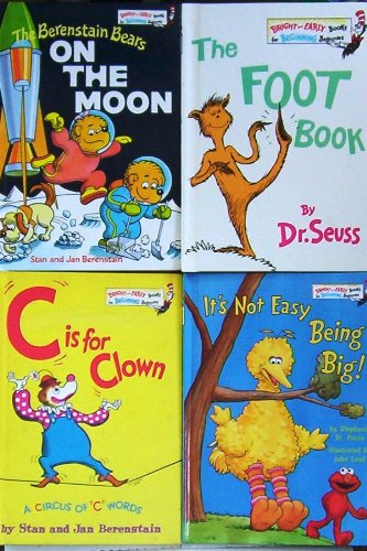 Dr Seuss Set 4 Bright Early Books for Beginning Beginers (It's Not Easy Being Big!, Berenstain Bears on the Moon, the Foot Book, C Is for Clown)